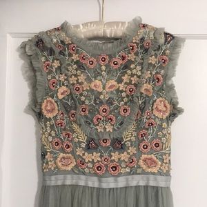 ASOS Beaded Chiffon Midi Dress with Ruffle Detail